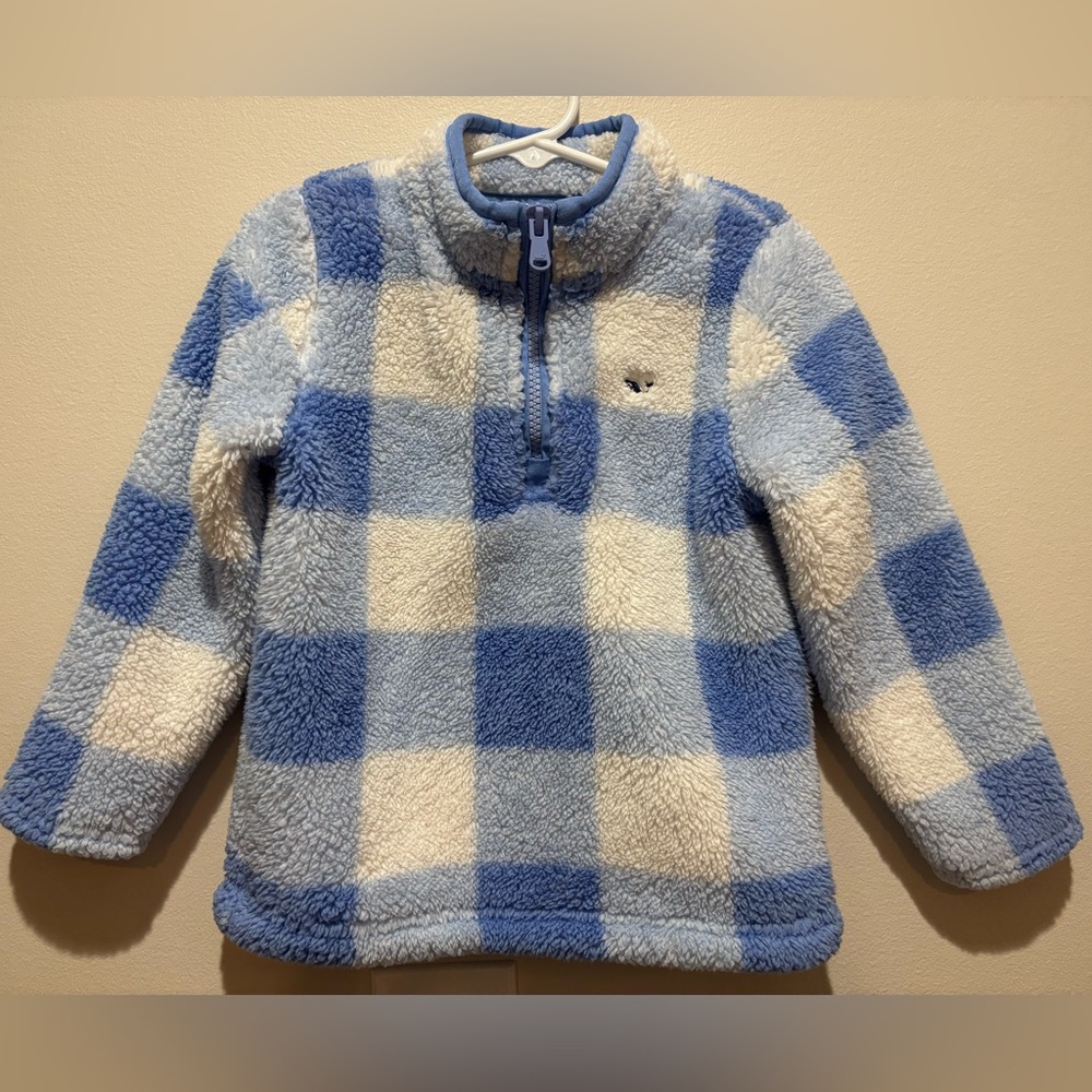 Vineyard Vines Girls 4T Quarter Zip Fleece Buffalo Check Plaid Pullover